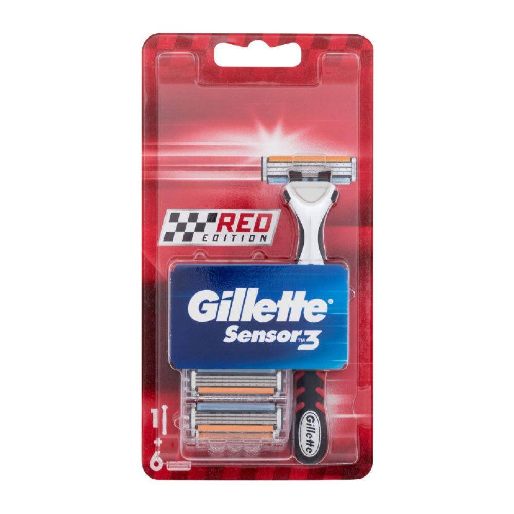 

Станок для гоління Gillette Sensor 3 (Red edition) + 6 лез, Красный