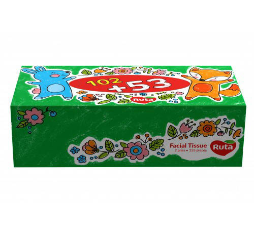 

КОСМЕТИЧЕСКИЕ БУМАЖНЫЕ САЛФЕТКИ RUTA KIDS 155 шт., Белый