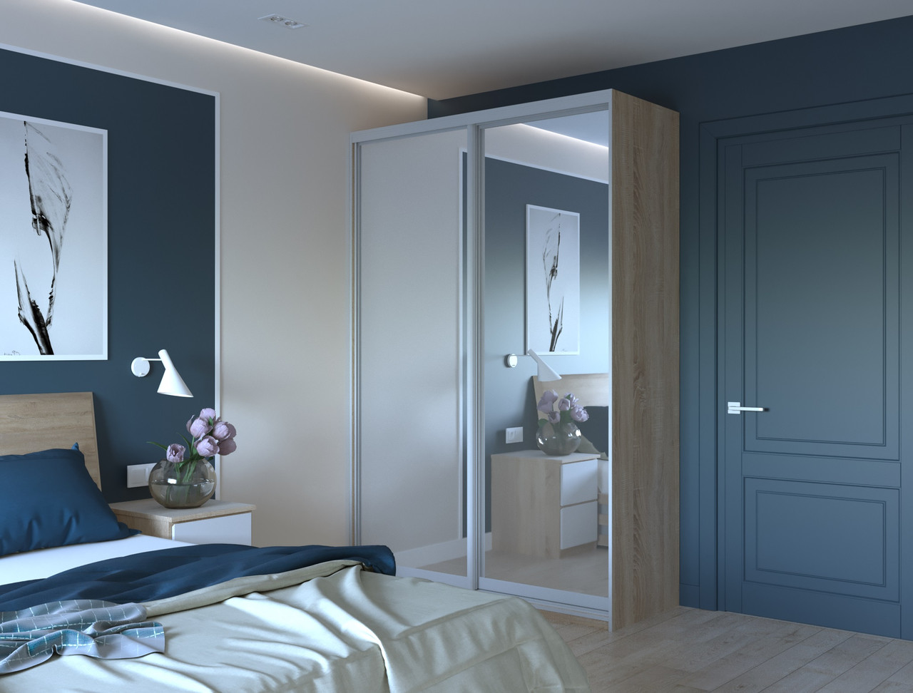 Шафа купе Doros Сіті Лайт Дуб Cонома 2 Дзеркала 150х60х225 (44900073) 3