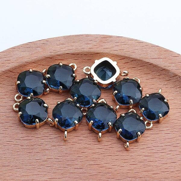 

Коннектор для украшений хрустальный 1,6*1 см, контур - метал, цвет синий