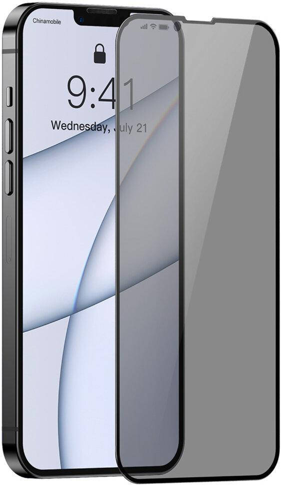 

Защитное стекло Baseus 0.3mm Full screen Anti-Spy FG (2шт.+уст.рамка) для iPhone 13 Pro Max Black (SGQP010801), Черный
