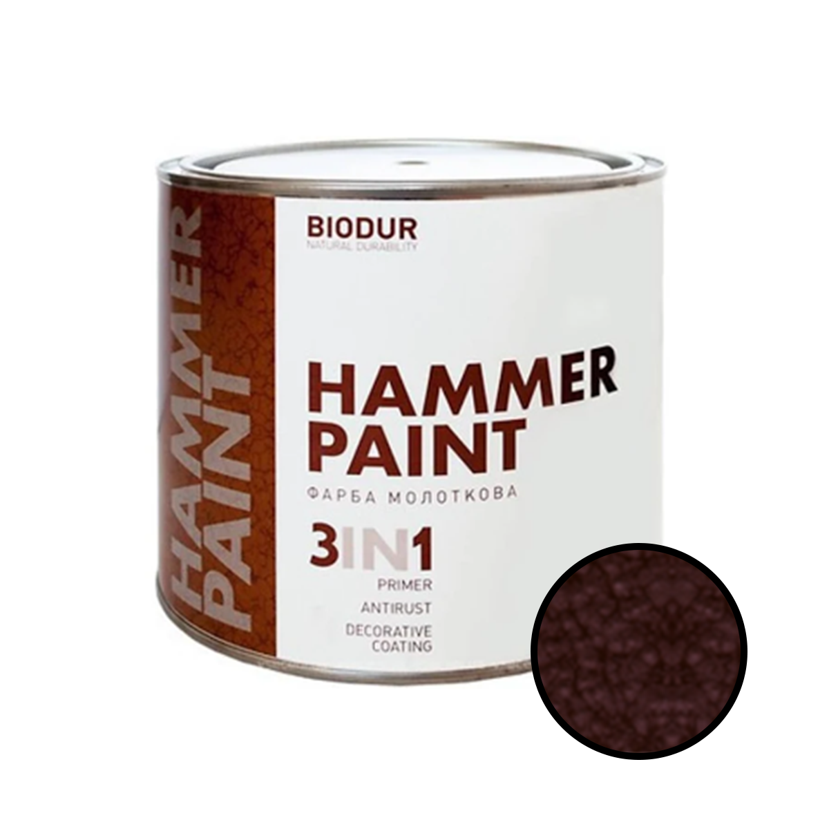 

Эмаль молотковая Biodur Hammer Paint 3 в 1 коричневый 2.1л