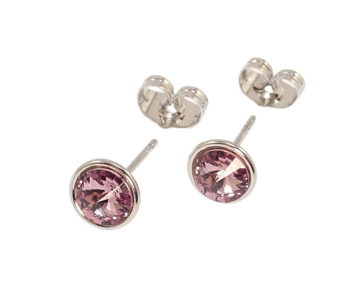 

Серьги Xuping Родий с кр-ми Swarovski гвоздики (пуссеты) "Кристалл Antique Pink" ø 8мм
