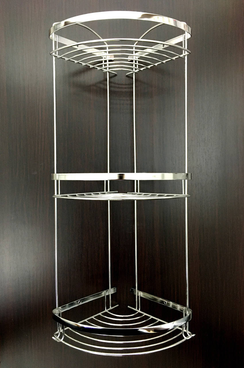 

Полочка нержавейка тройная угловая сетка 20 х 20