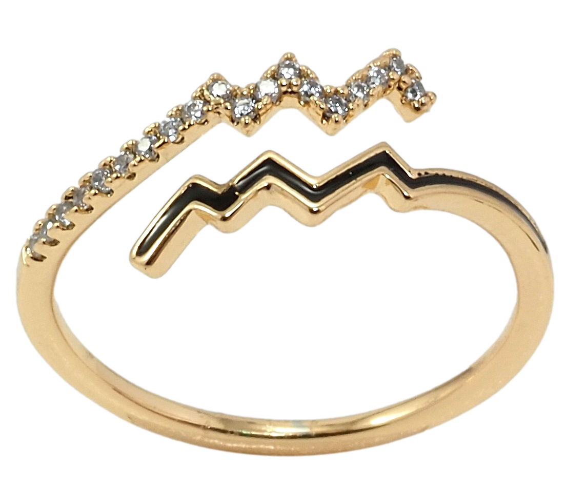 

Кольцо Xuping Позолота 18K "Ломаные линии с цирконием и эмалью" р.16-17,18-19
