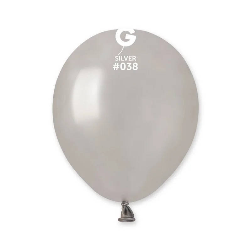 

Латексный воздушный шар 5’’ (13см) SILVER МЕТАЛЛИК (#038) GEMAR, Серебристый