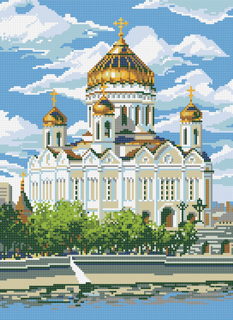 

Храм Христа Спасителя . Схема полной вышивки бисером