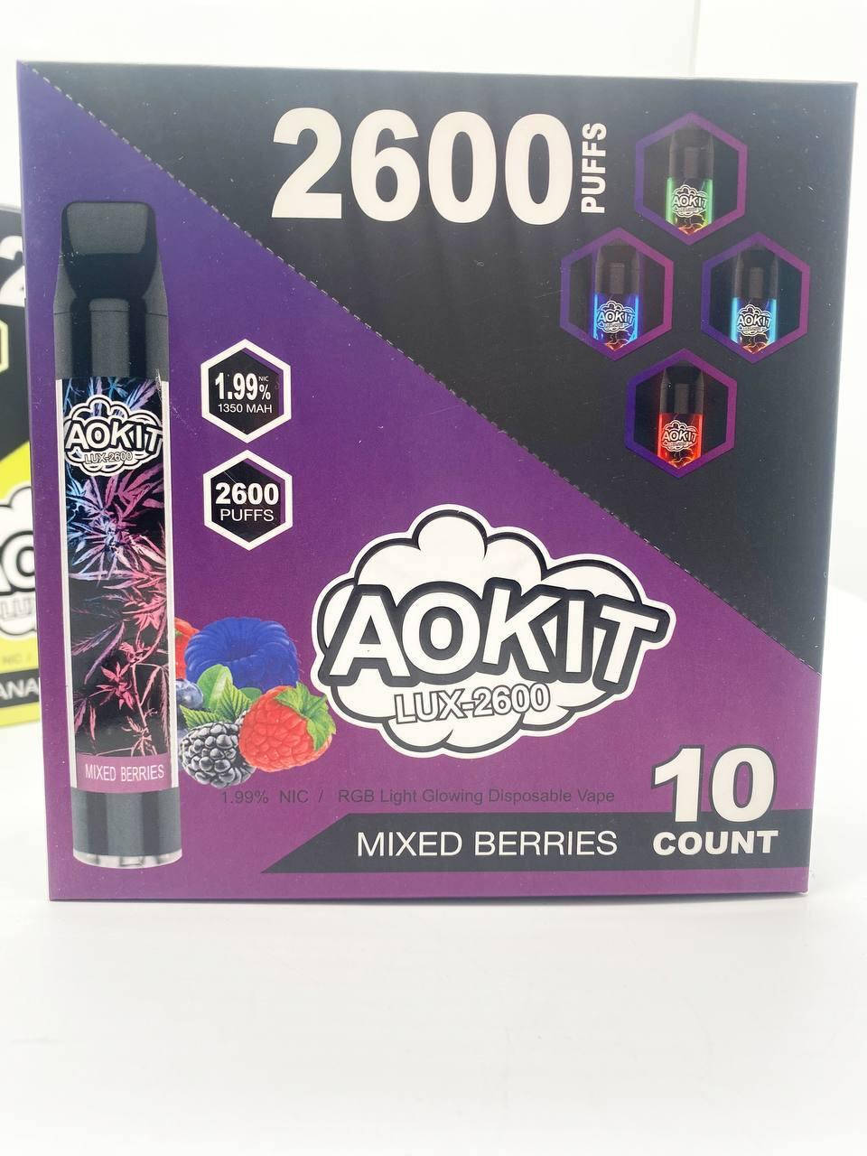 

Электронные сигареты AoKit 2600 2 % с подсветкой, Разные цвета