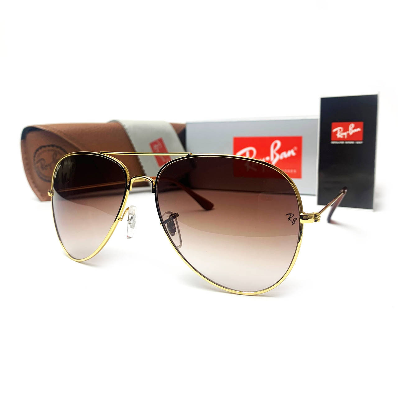 

Солнцезащитные очки R-B Aviator Капли 3026 Золото Коричневый Градиент, Золотистый