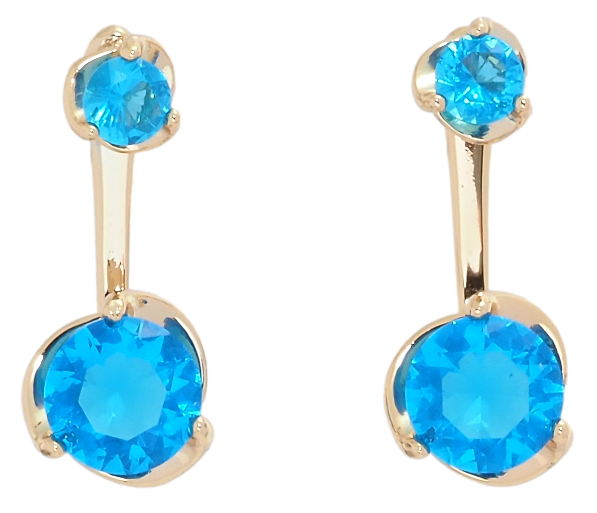 

Серьги Xuping Позолота 18K гвоздики (джекеты) "Голубые фианиты" ø 4мм