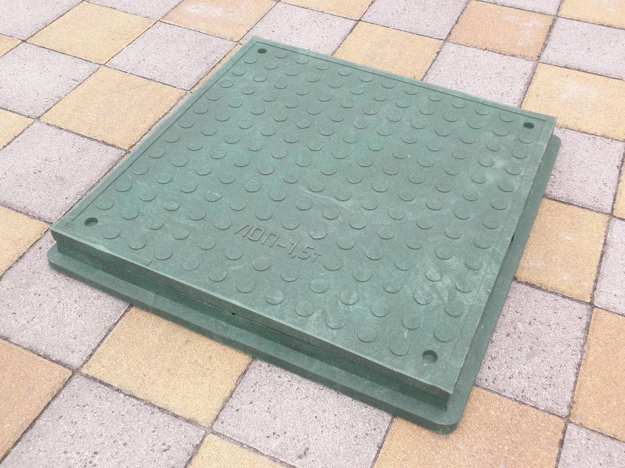 

Люк канализационный полимерпесчаный квадратный пешеходный зеленый 640*640, Зелёный