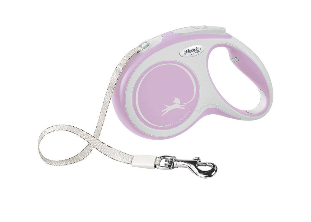 

Рулетка для собак до 25 кг Flexi New Comfort M Tape лента 5 m, Розовый