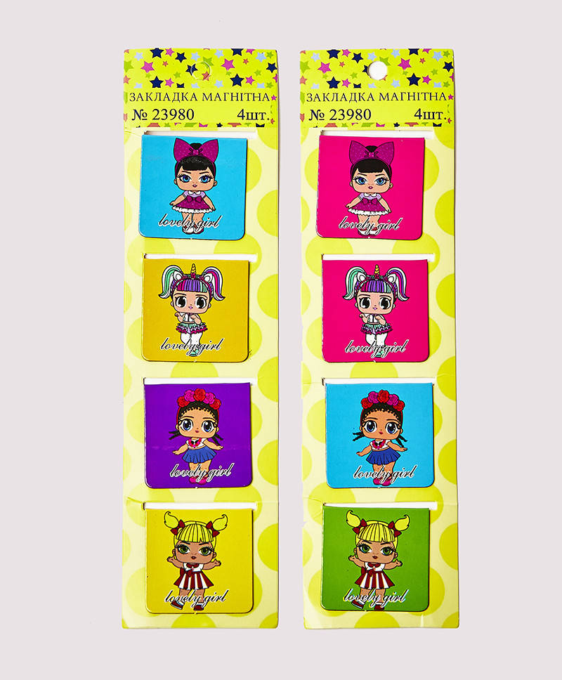 

Набор магнитных закладок Кукла, 4х4 см, 4 шт. 4 серии в ассортименте