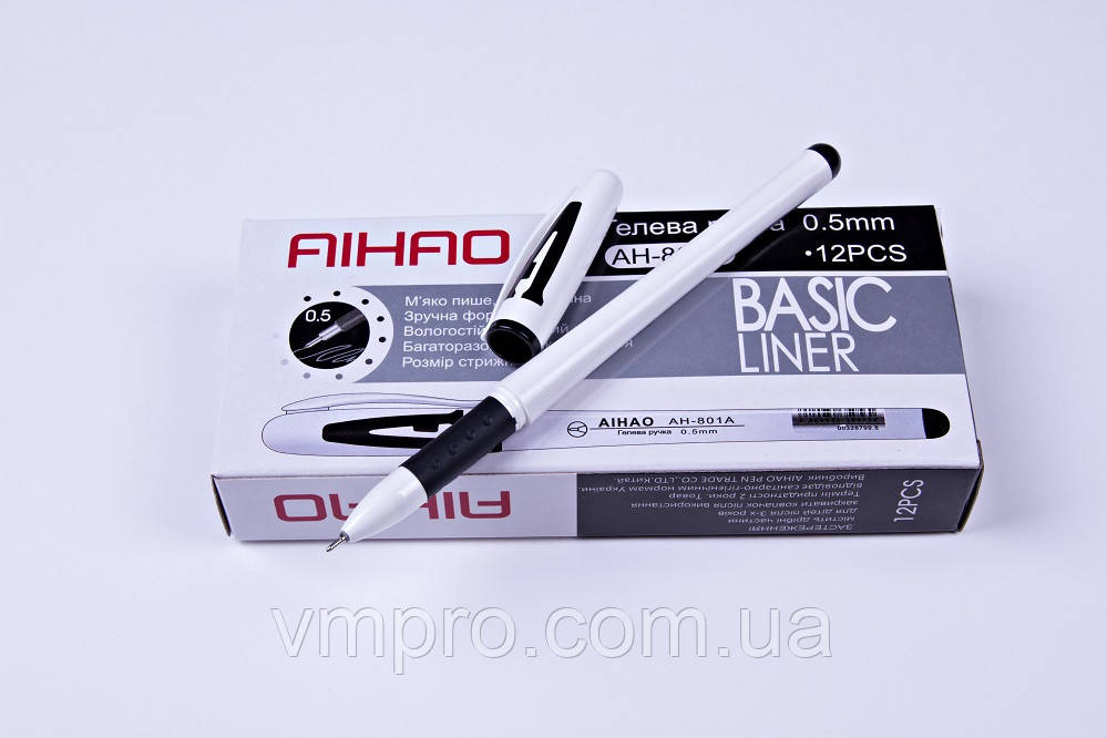 Ручки гелеві AIHAO AH-801A, чорні,0.5mm, 12 шт./паковання