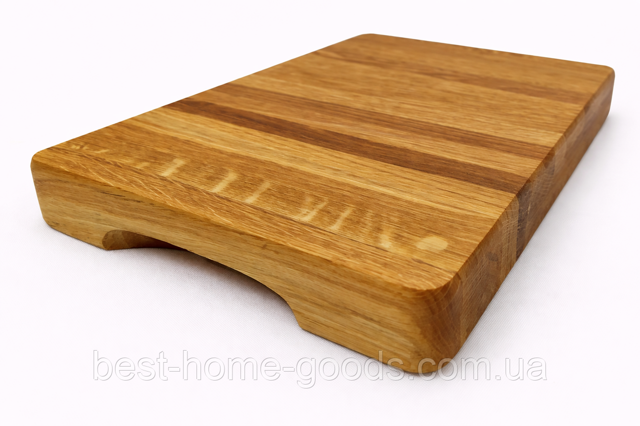 Преміальна кухонна обробна дошка з дуба 45×30×4 см – масив дерева, ручна робота, для дому та HoReCa, фото 1