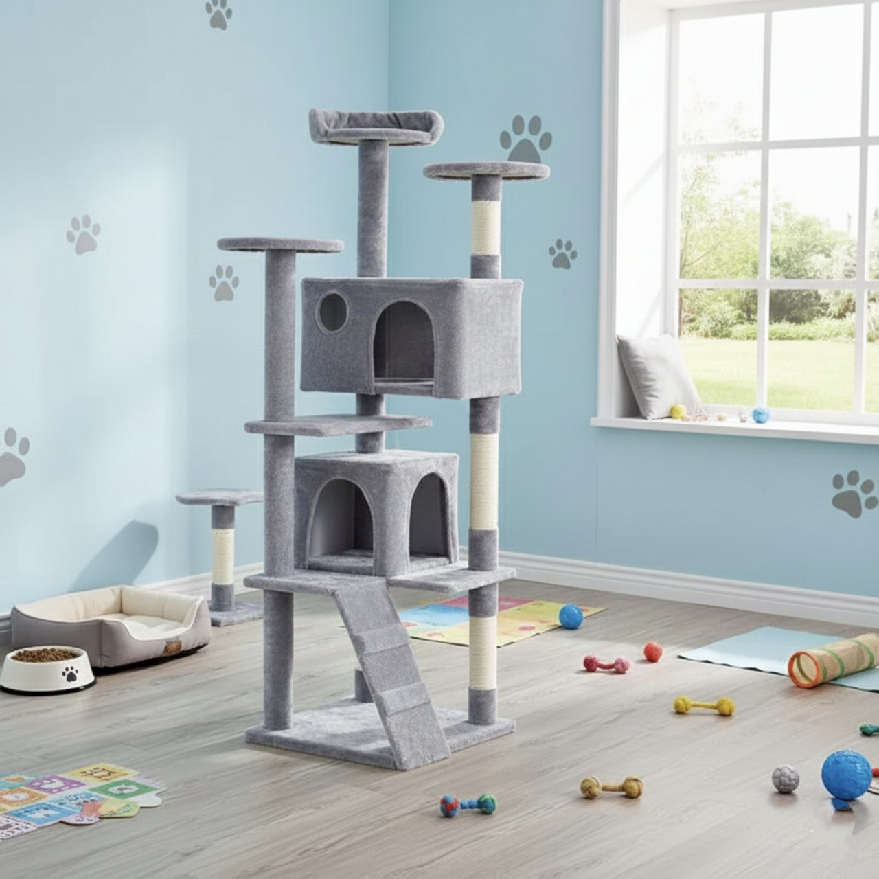 Кігтеточка будиночок для кішок 130 см сірий EDR207, фото 1
