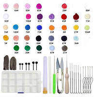 Набір вовни для валяння 33 кольорів по 3 г+ інструменти (2183)