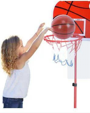 Дитяча спортивна гра 130 см із регульованою стійкою з кільцем і щитом Баскетбольний набір підлоговий із платформою й насосом