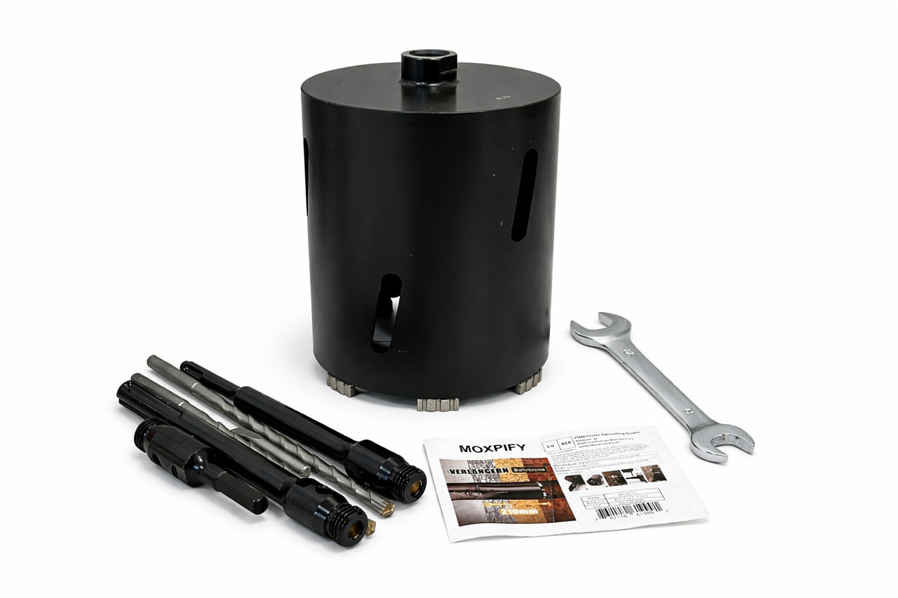 Алмазна коронка 152 мм MOXPIFY 210 мм для бетону й цегли, мокре/сухе свердління, фото 1