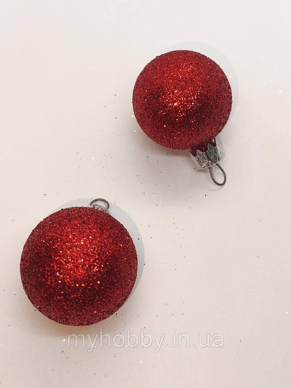 Кульки блискучі червоні 4см -2шт, фото 1