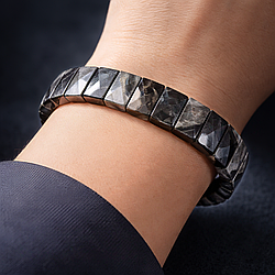 Обсидіан сріблястий браслет, 0558ТО