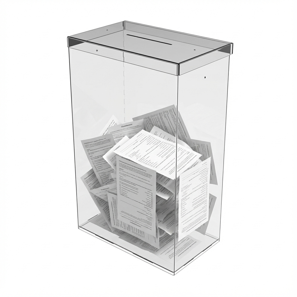 Скринька EKOSTAR  без замка для збору грошей 400x150x250 мм, анкет об'єм 15 літрів, фото 1