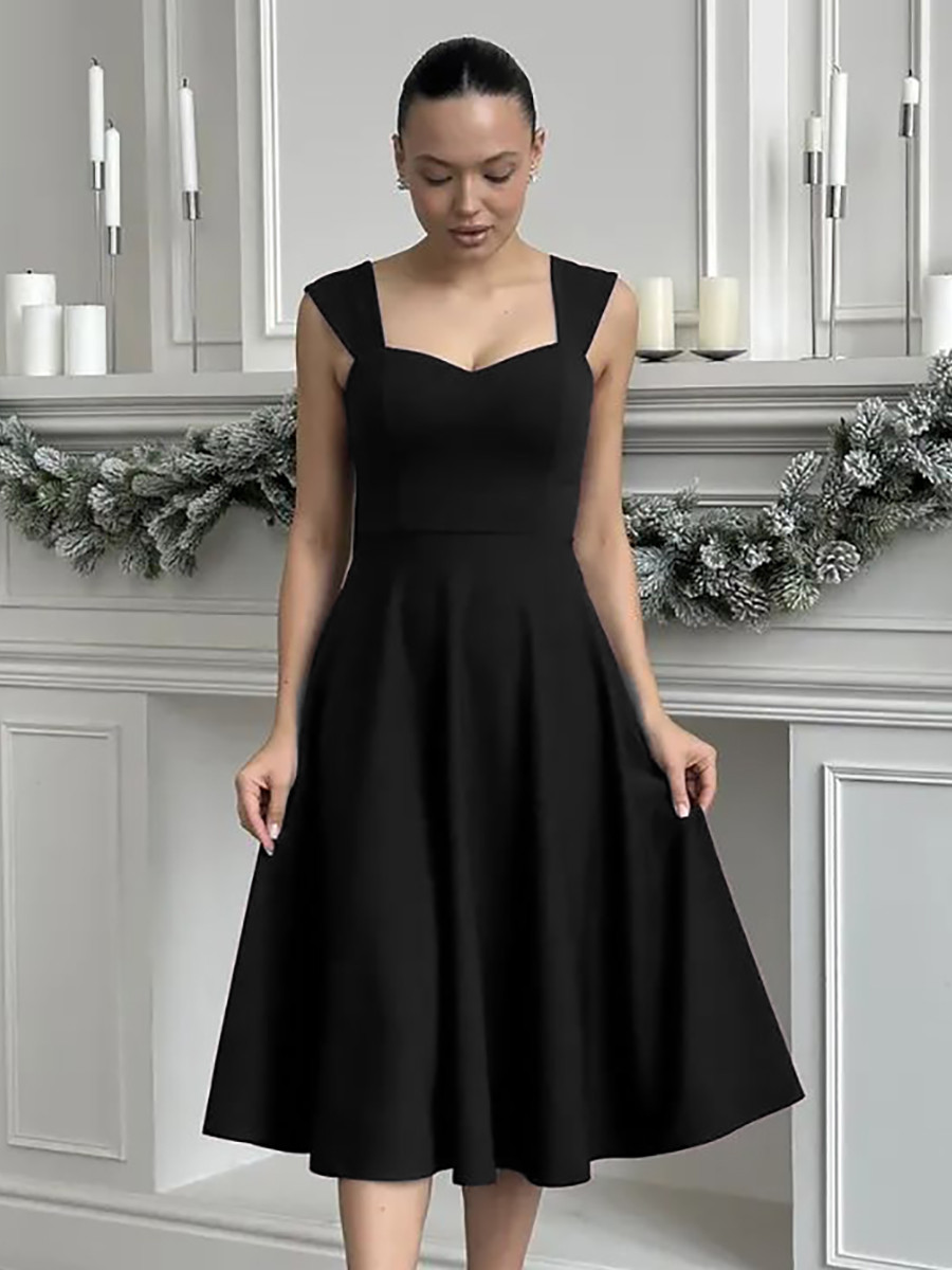 Стильне класичне стримане нарядне вечірнє плаття, чорне, фото 1