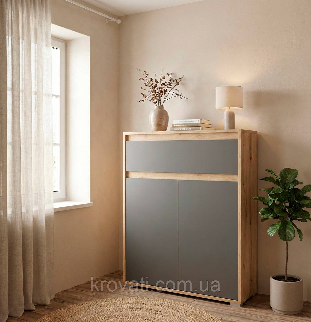 Комод 2Д1Ш Торіно Меблі Сервіс, Сірий