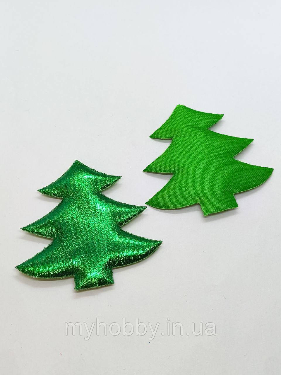 Декор текстильний "Ялинка" зелена 6 см -1шт, фото 1