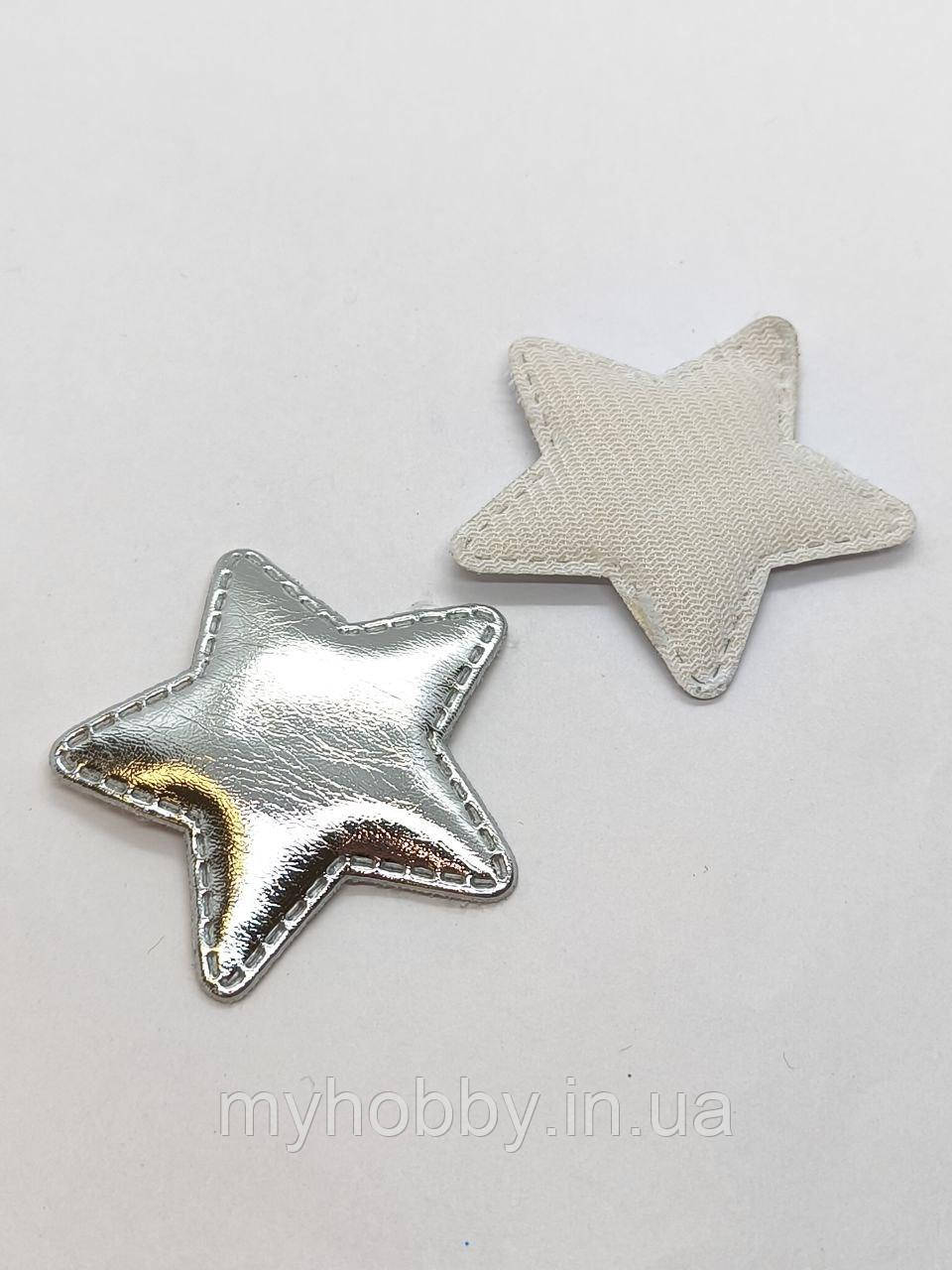 Патчі зірочка 4,8см -2шт колір срібло, фото 1
