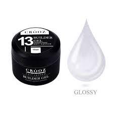 Гель для нарощування молочний з шимером Crooz Builder Gel white shimmer 15 мл, фото 1