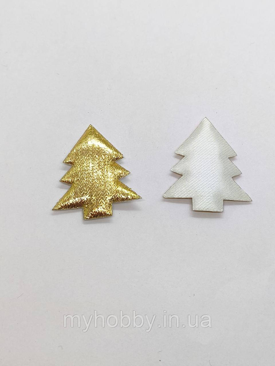 Декор текстильний "Ялинка" колір золото 3,8 см  -2шт, фото 1