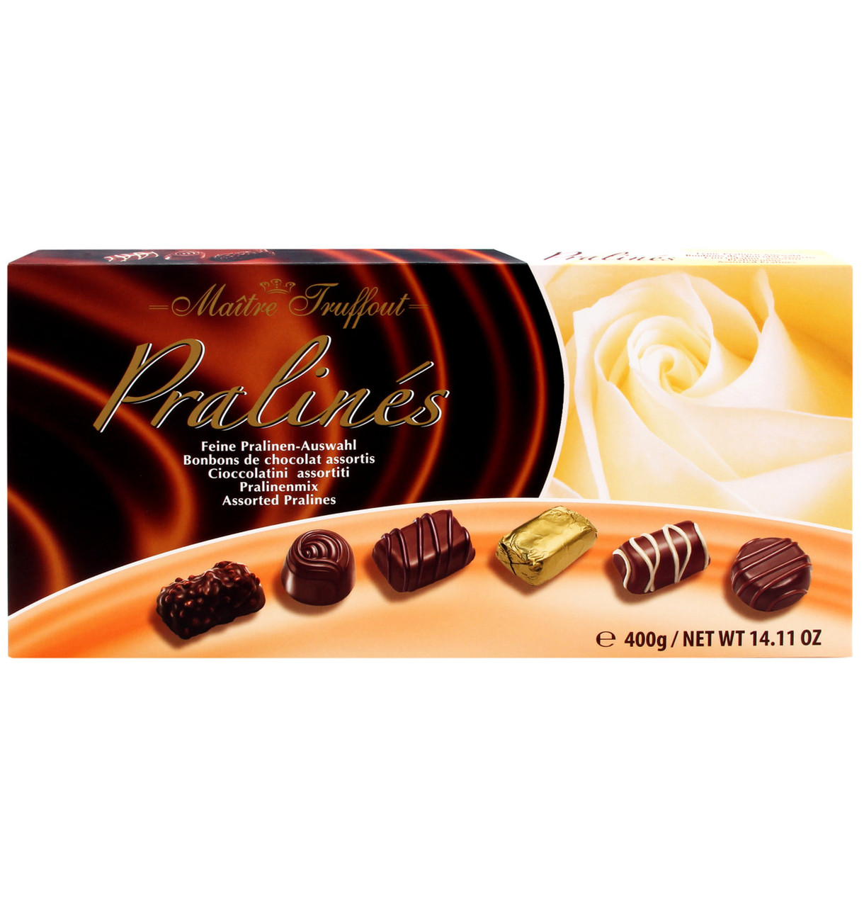 Шоколадні цукерки в коробці Maitre Truffout Assorted Pralines з праліне, 400 г.