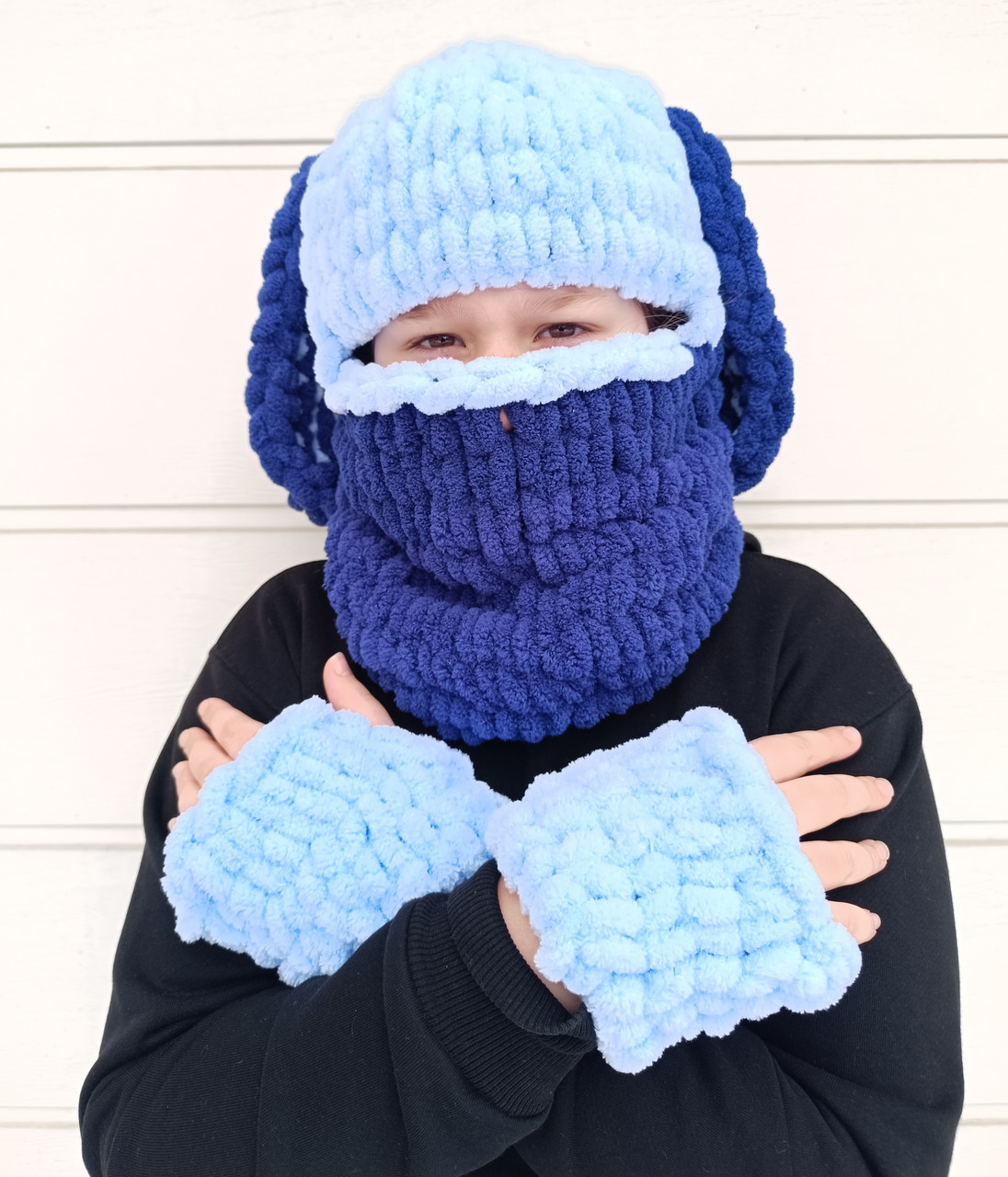 Дитяча шапка-балаклава з вушками