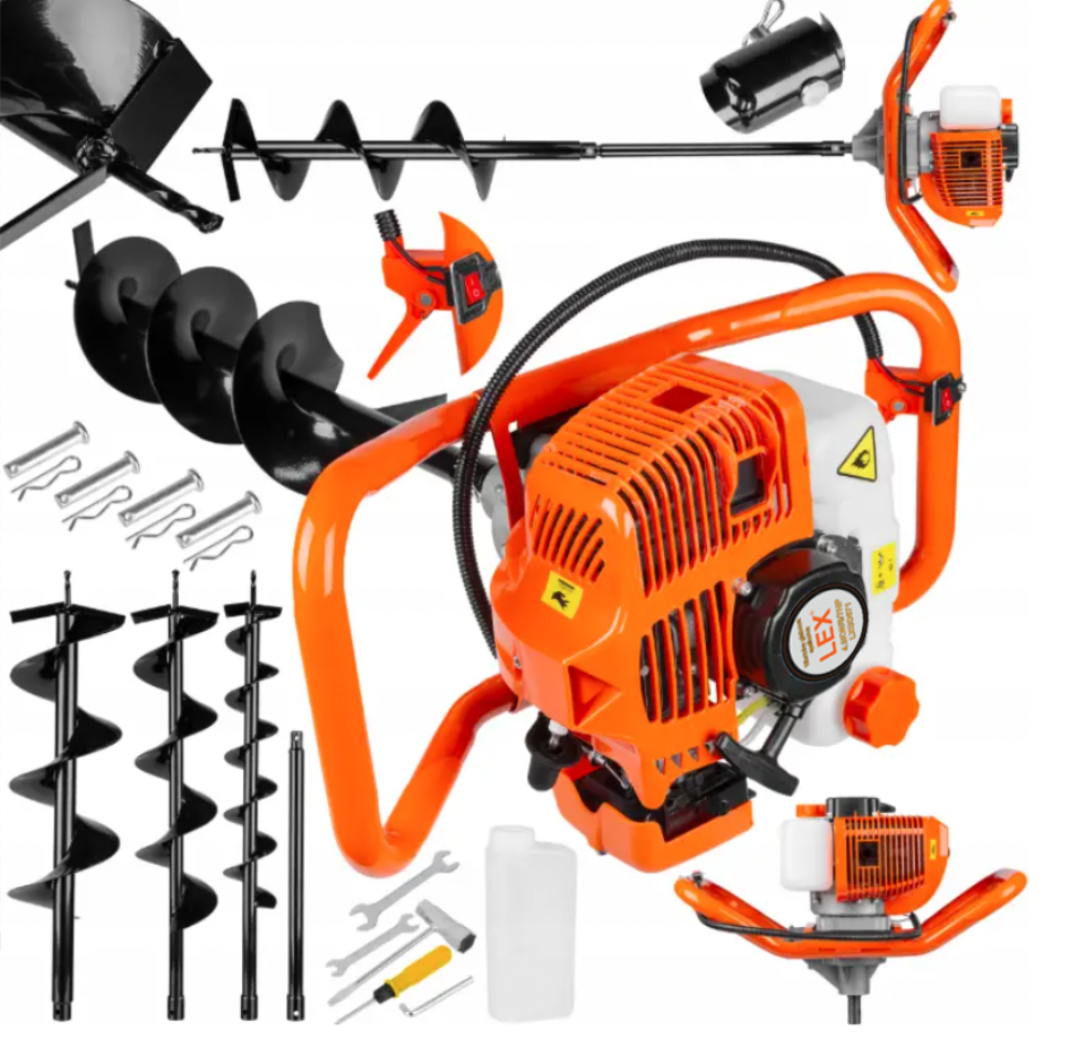 Мотобур бензиновий 4.9 кВт 2-тактний (У комплекті 3 шнеки+подовжувач 50 см ) LEX LXGD671, фото 1