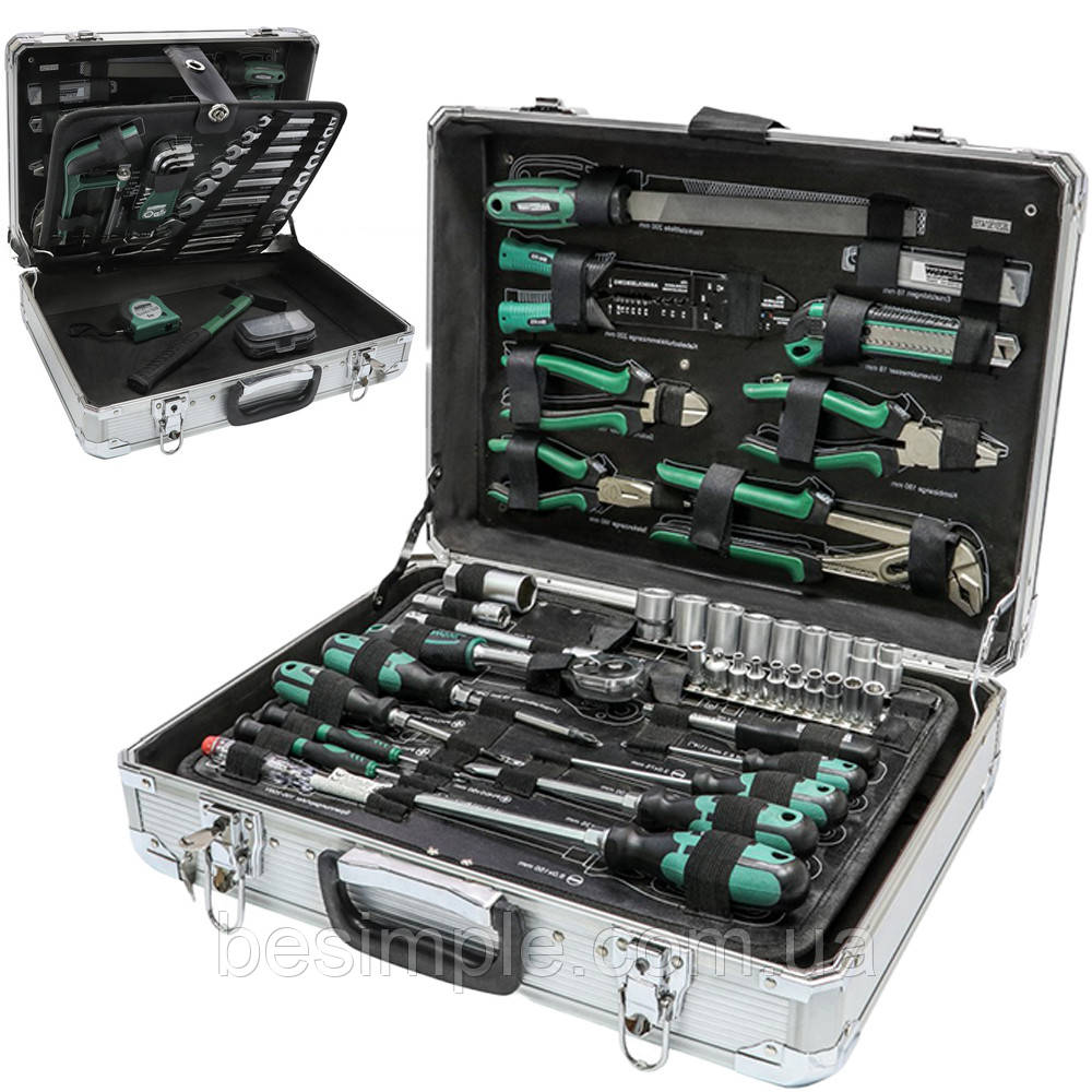 Набір Mannesmann M29075, 108 предметів, алюмінієвий кейс / Набір інструментів для дому / Набір ручного інструменту, фото 1