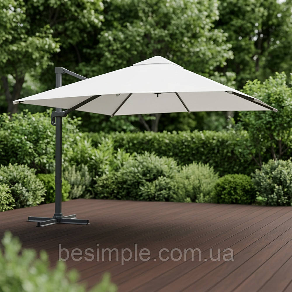 Парасоля садова з чохлом 2,5 х 2,5 м, Garden Line GAO5385, Бежевий / Садова парасоля з нахилом / Вулична парасоля, фото 1