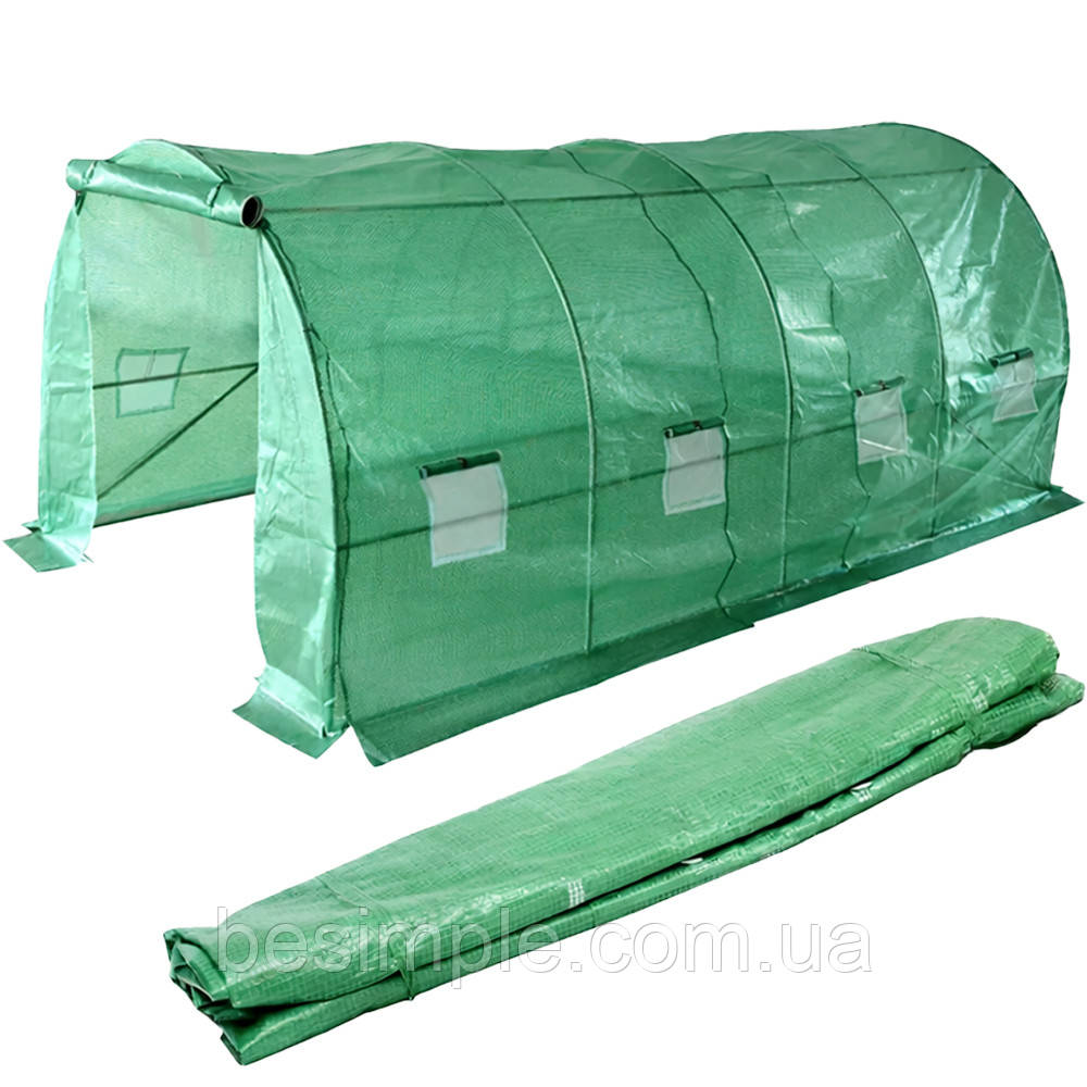Плівка для теплиці 6х3х2 м, 18 м², Bass Polska 85980, Армована, Зелена / Садова плівка для  теплиці / Брезент плівка для теплиці, фото 1