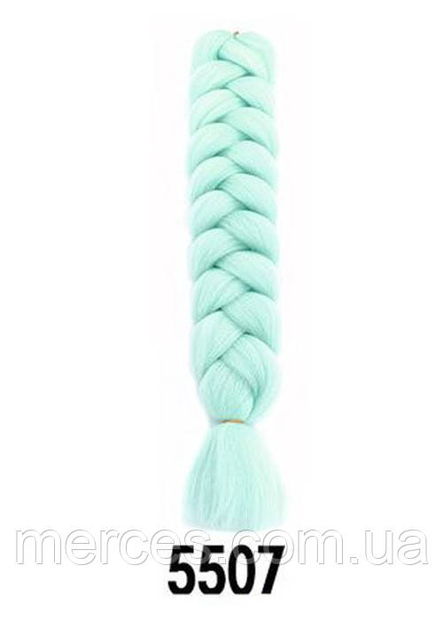 Канекалон Ultra BRAID-X-pression premium 5507 довгий однотонний світло-бірюзовий термостійкий метровий довжина 100см Вага 165грам, фото 1