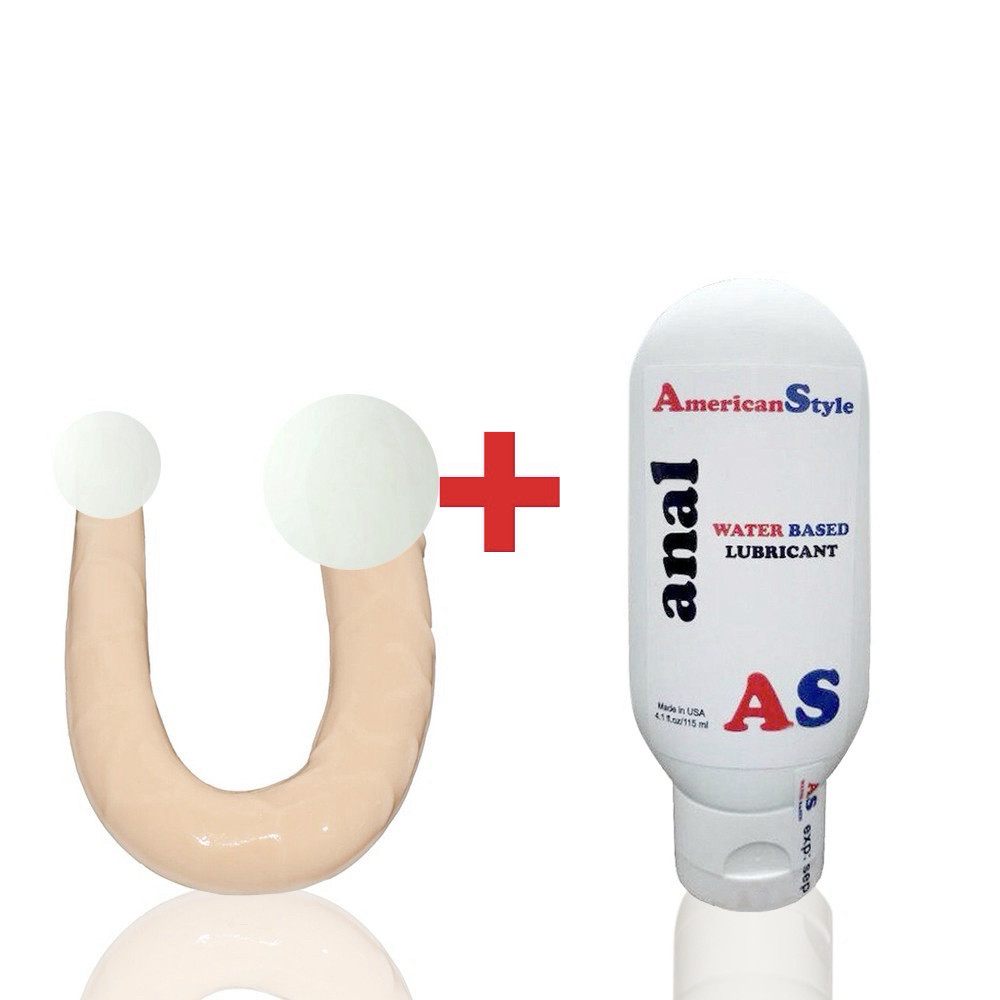 Подвійний гнучкий фалоїмітатор і лубрикант анальний без запаху з антисептиком 30 см, фото 1