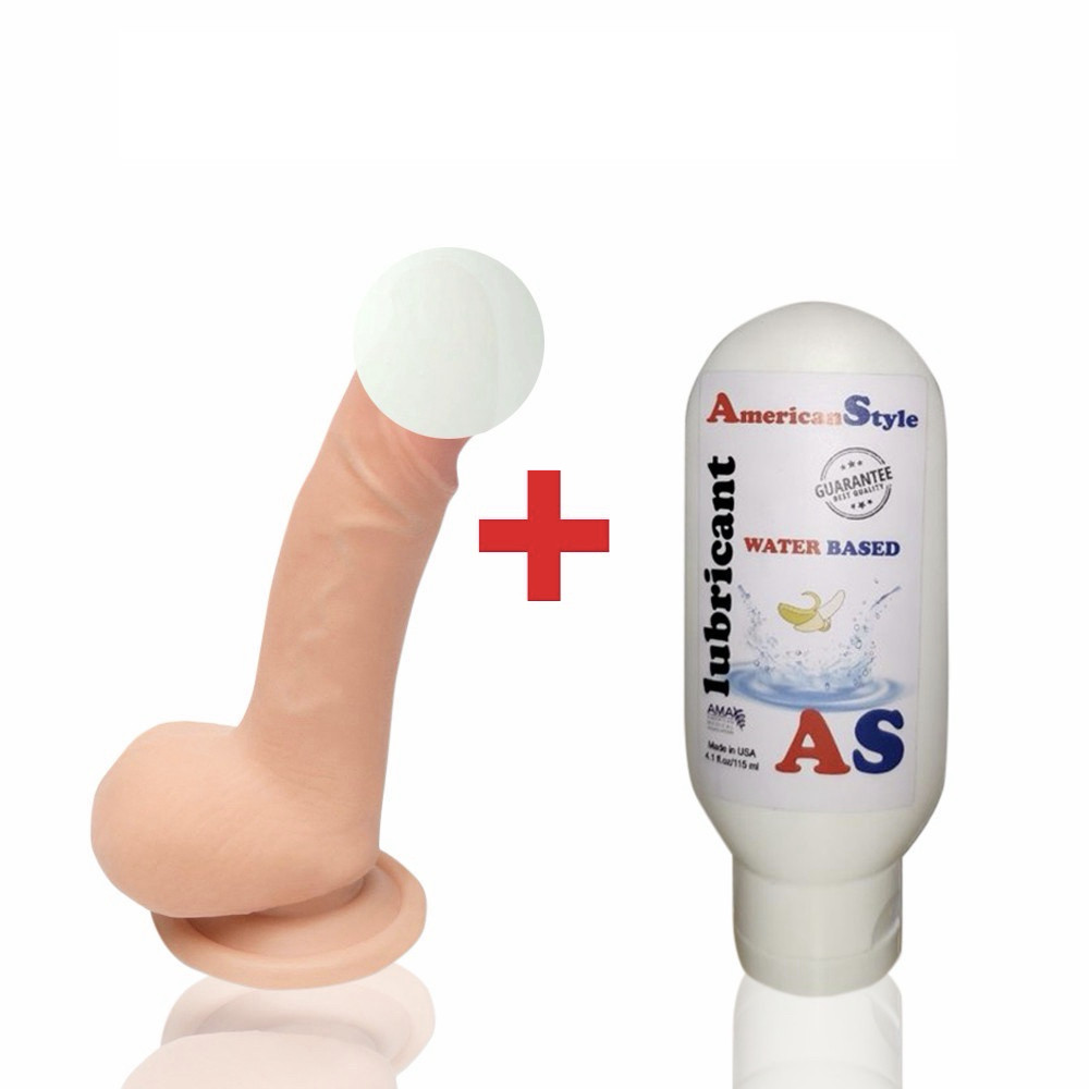 Гнучкий фалоїмітатор на присоску з банановим лубрикантом 19*3,5 см, фото 1