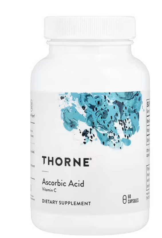 Thorne, Ascorbic Acid, аскорбінова кислота, вітамін C, 60 капсул (1000 мг в 1 капсулі) строк 04-26, фото 1