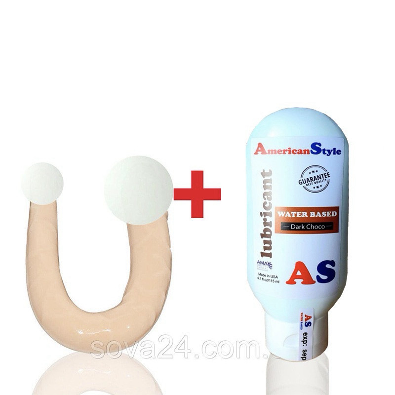 Анально-вагінальний фаллоімітатор 28 см і лубрикант анальний шоколадний, фото 1