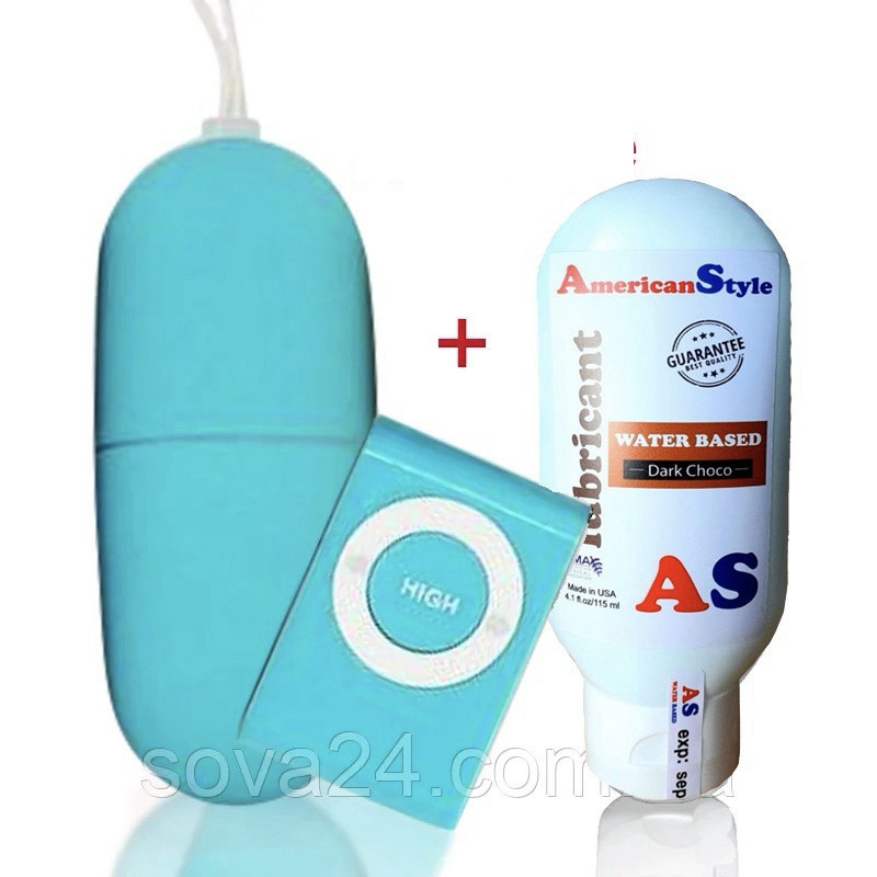 Бездротове віброяйце з вагінальним лубрикантом 7.2*3 см Блакитне Шоколад, фото 1