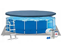 Каркасний басейн Intex 28242, 457 x 122 см (3785 л/год, драбини, тент, підстилка)