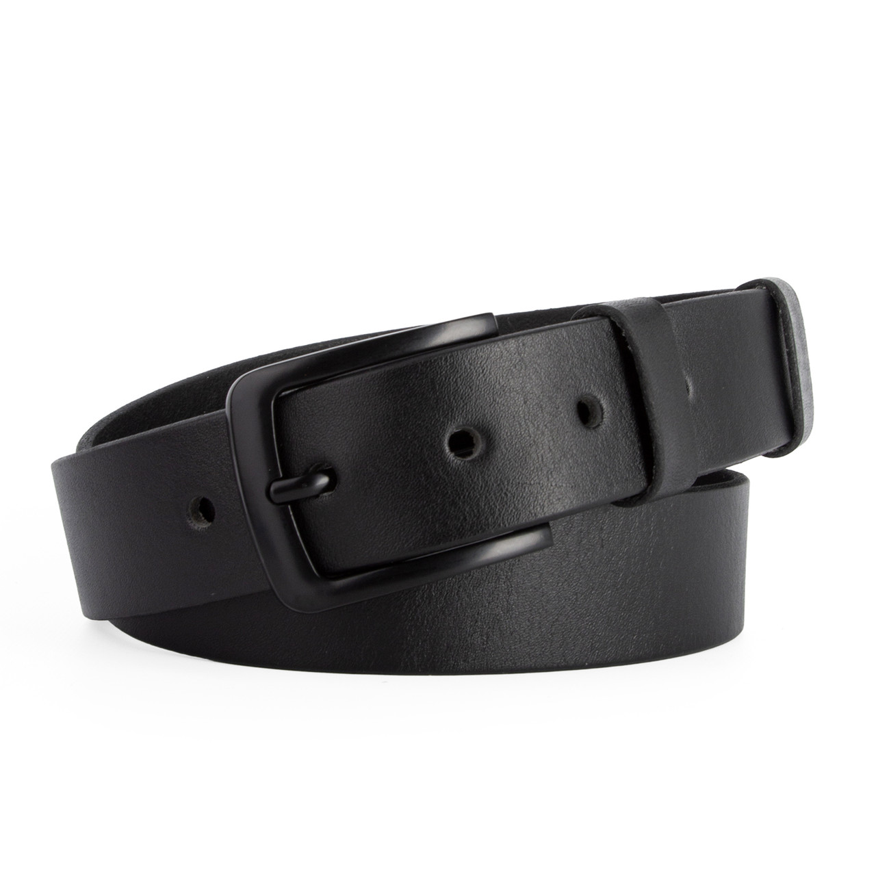 Ремінь чоловічий шкіряний JK-4013 чорний з чорною пряжкою(125 см)