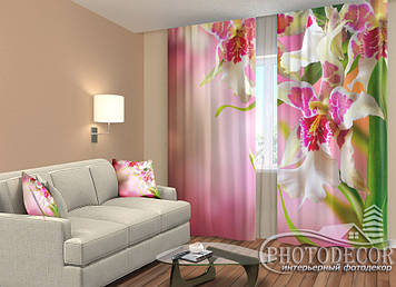 Фото Штори "Строкаті орхідеї" 2,5м*2,9м (2 полотна по 1,45м), тасьма