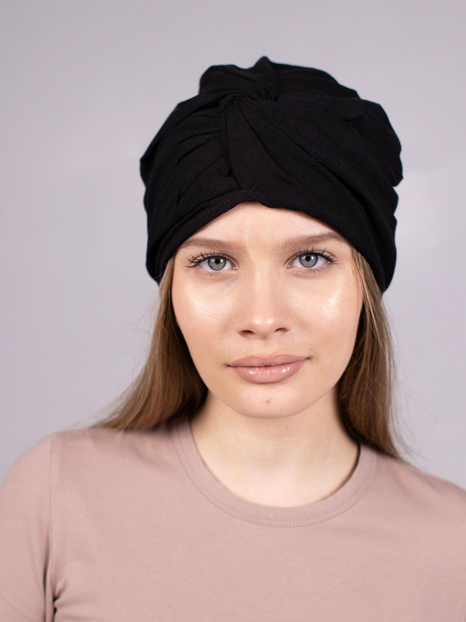Тюрбан демісезонний з бавовни чорного кольору