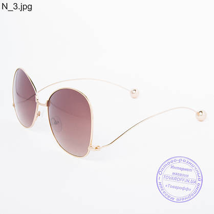 Жіночі сонцезахисні окуляри золотисті - 353, фото 3