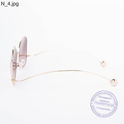 Жіночі сонцезахисні окуляри золотисті - 353, фото 4